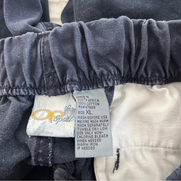 OP Sport XL Navy Cargo Shorts Elastic Waist Zip And Button Closure - Picture 4 of 4